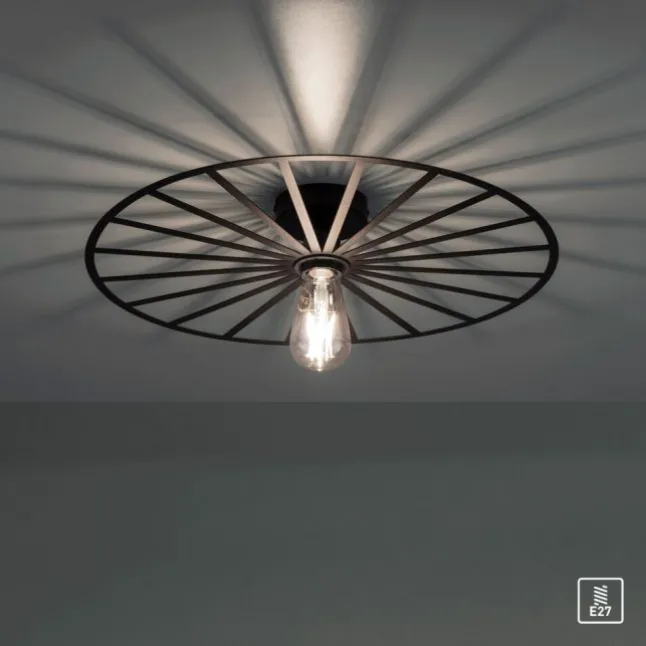 LED Deckenleuchte 50x50 matt schwarz farbig rund Speichenoptik Wandlampe