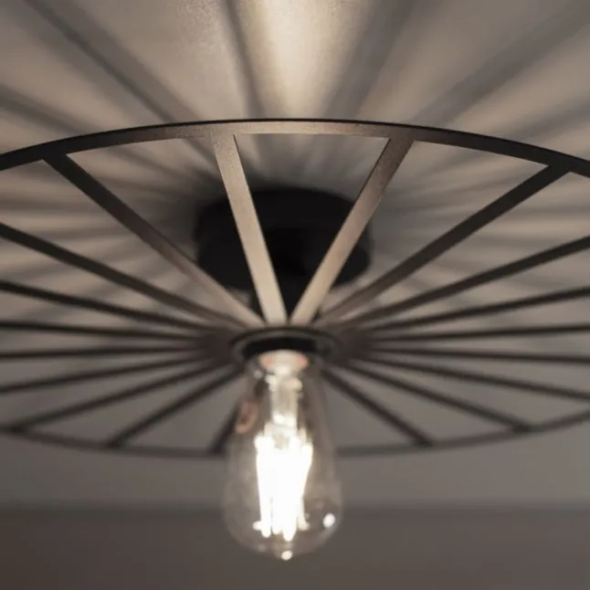 LED Deckenleuchte 50x50 matt schwarz farbig rund Speichenoptik Wandlampe