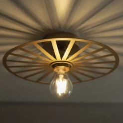 LED Deckenleuchte 30x30 messing matt farbig rund Speichenoptik Wandlampe