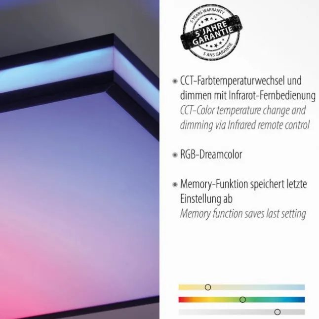 LED Deckenleuchte 45x45 schwarz quadratisch RGB Dreamcolor dimmbar Panel