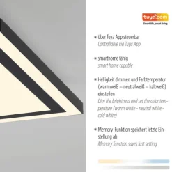 LED Deckenleuchte 45x45 schwarz steuerbar über App dimmbar
