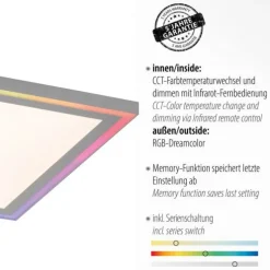 LED Deckenleuchte 40x40 weiss flach Rainbow RGB Fernbedienung Alleskönner