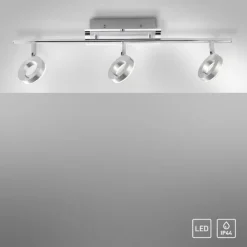 LED-Deckenstrahler, Aluminium, 3 Leuchtköpfe, warmweiße Lichtfarbe, modern