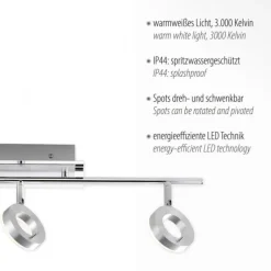 LED-Deckenstrahler, Aluminium, 3 Leuchtköpfe, warmweiße Lichtfarbe, modern