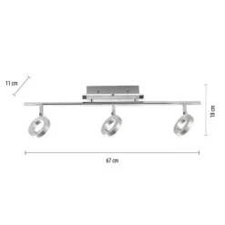 LED-Deckenstrahler, Aluminium, 3 Leuchtköpfe, warmweiße Lichtfarbe, modern