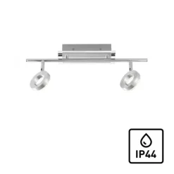 LED-Deckenstrahler, Aluminium, 2 Leuchtköpfe, warmweiße Lichtfarbe, modern