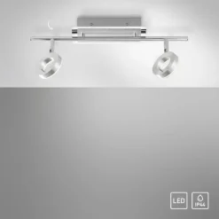 LED-Deckenstrahler, Aluminium, 2 Leuchtköpfe, warmweiße Lichtfarbe, modern