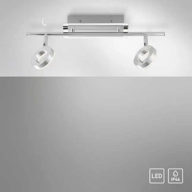 LED-Deckenstrahler, Aluminium, 2 Leuchtköpfe, warmweiße Lichtfarbe, modern