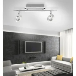 LED-Deckenstrahler, Aluminium, 2 Leuchtköpfe, warmweiße Lichtfarbe, modern