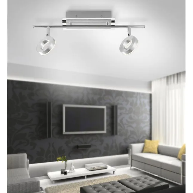LED-Deckenstrahler, Aluminium, 2 Leuchtköpfe, warmweiße Lichtfarbe, modern