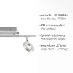 LED-Deckenstrahler, Aluminium, 2 Leuchtköpfe, warmweiße Lichtfarbe, modern