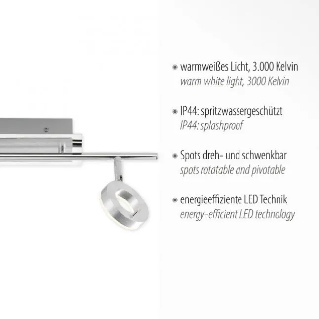 LED-Deckenstrahler, Aluminium, 2 Leuchtköpfe, warmweiße Lichtfarbe, modern