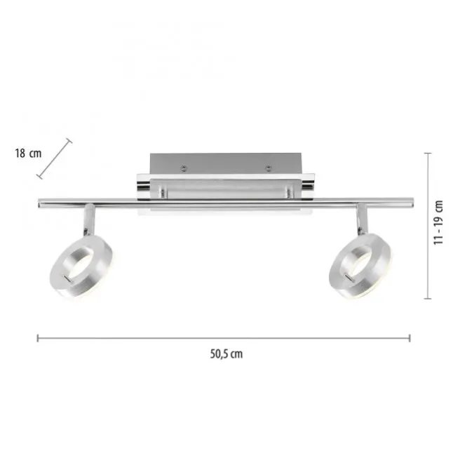 LED-Deckenstrahler, Aluminium, 2 Leuchtköpfe, warmweiße Lichtfarbe, modern