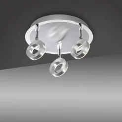 LED-Deckenstrahler, aluminium-matt, 3 Leuchtköpfe, warmweiße Lichtfarbe