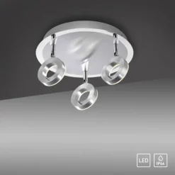 LED-Deckenstrahler, aluminium-matt, 3 Leuchtköpfe, warmweiße Lichtfarbe