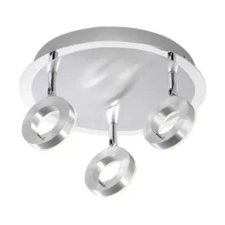 LED-Deckenstrahler, aluminium-matt, 3 Leuchtköpfe, warmweiße Lichtfarbe
