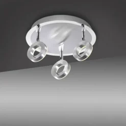 LED-Deckenstrahler, aluminium-matt, 3 Leuchtköpfe, warmweiße Lichtfarbe