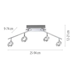 LED Deckenstrahler, aluminiumfarben, schwenkbar, runde Leuchtköpfe, modern