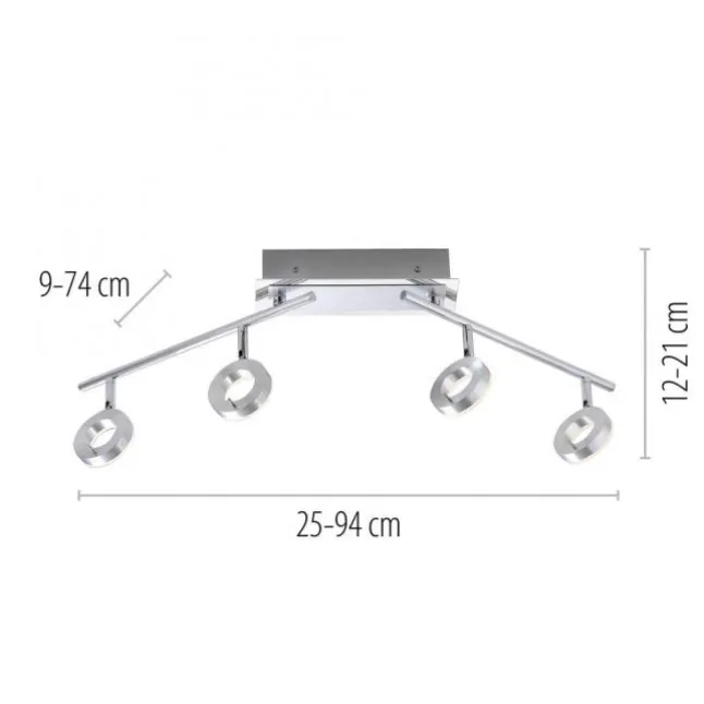LED Deckenstrahler, aluminiumfarben, schwenkbar, runde Leuchtköpfe, modern