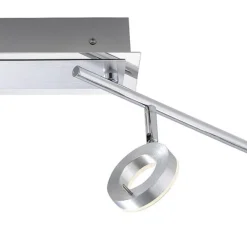 LED Deckenstrahler, aluminiumfarben, schwenkbar, runde Leuchtköpfe, modern
