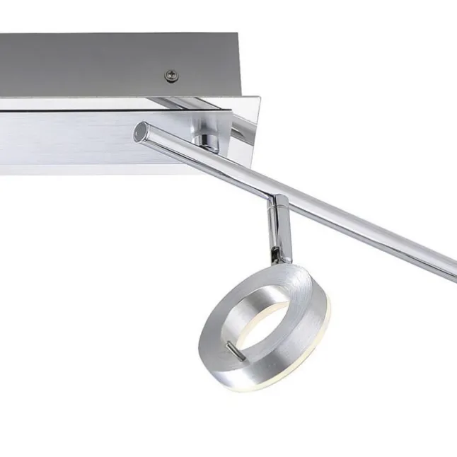 LED Deckenstrahler, aluminiumfarben, schwenkbar, runde Leuchtköpfe, modern