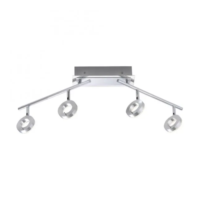 LED Deckenstrahler, aluminiumfarben, schwenkbar, runde Leuchtköpfe, modern