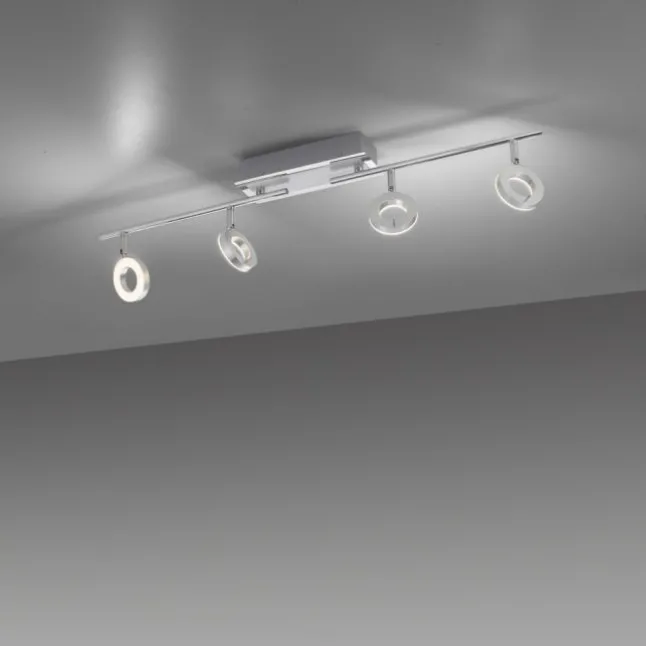 LED Deckenstrahler, aluminiumfarben, schwenkbar, runde Leuchtköpfe, modern