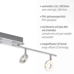 LED Deckenstrahler, aluminiumfarben, schwenkbar, runde Leuchtköpfe, modern