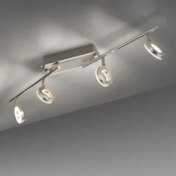 LED Deckenstrahler, aluminiumfarben, schwenkbar, runde Leuchtköpfe, modern