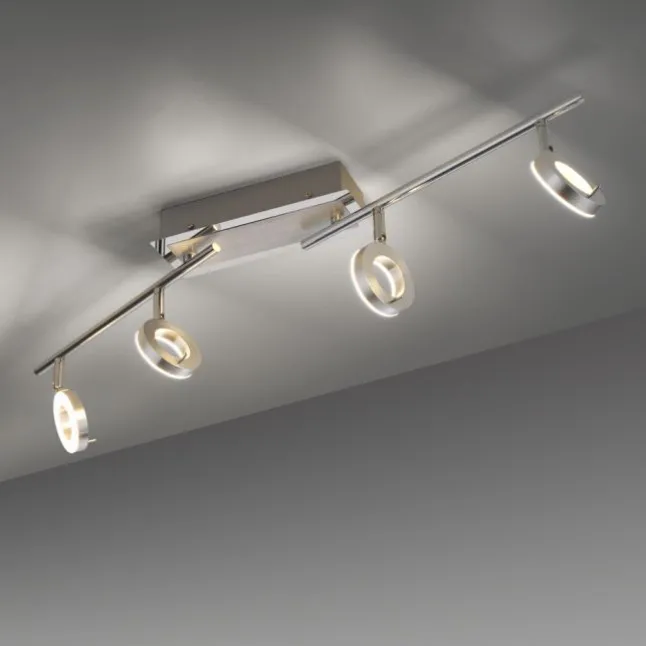 LED Deckenstrahler, aluminiumfarben, schwenkbar, runde Leuchtköpfe, modern