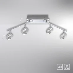 LED Deckenstrahler, aluminiumfarben, schwenkbar, runde Leuchtköpfe, modern