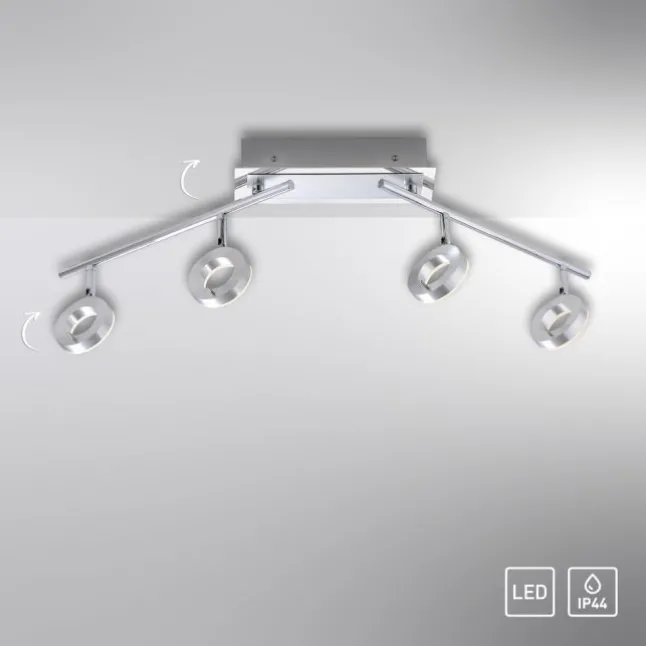 LED Deckenstrahler, aluminiumfarben, schwenkbar, runde Leuchtköpfe, modern