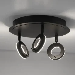 LED Deckenstrahler anthrazit rund 3 flammig drehbar spritzwasserschutz