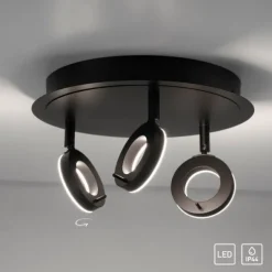 LED Deckenstrahler anthrazit rund 3 flammig drehbar spritzwasserschutz