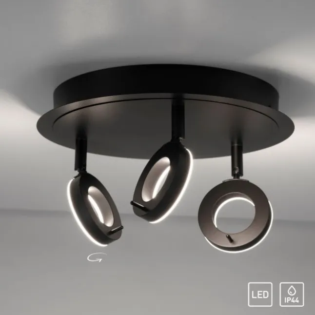 LED Deckenstrahler anthrazit rund 3 flammig drehbar spritzwasserschutz