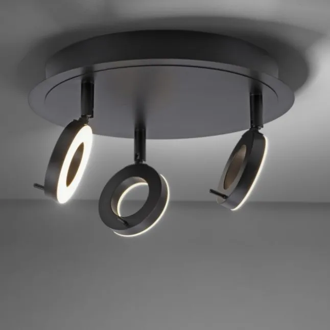 LED Deckenstrahler anthrazit rund 3 flammig drehbar spritzwasserschutz