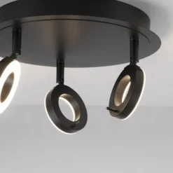 LED Deckenstrahler anthrazit rund 3 flammig drehbar spritzwasserschutz