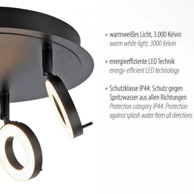 LED Deckenstrahler anthrazit rund 3 flammig drehbar spritzwasserschutz