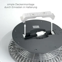 LED Deckenventilator mit Licht, rund, stahlfarbig, modern, Ø 50cm