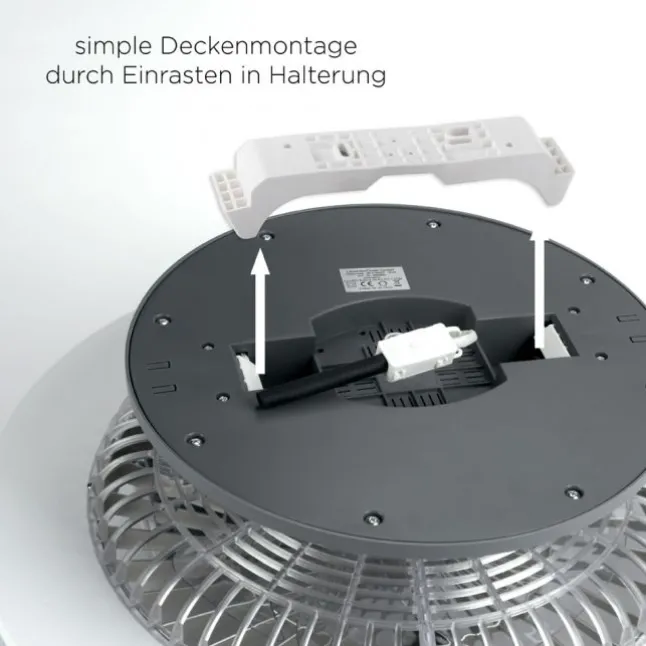 LED Deckenventilator mit Licht, rund, stahlfarbig, modern, Ø 50cm