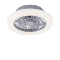 LED Deckenventilator mit Licht, rund, stahlfarbig, modern, Ø 50cm