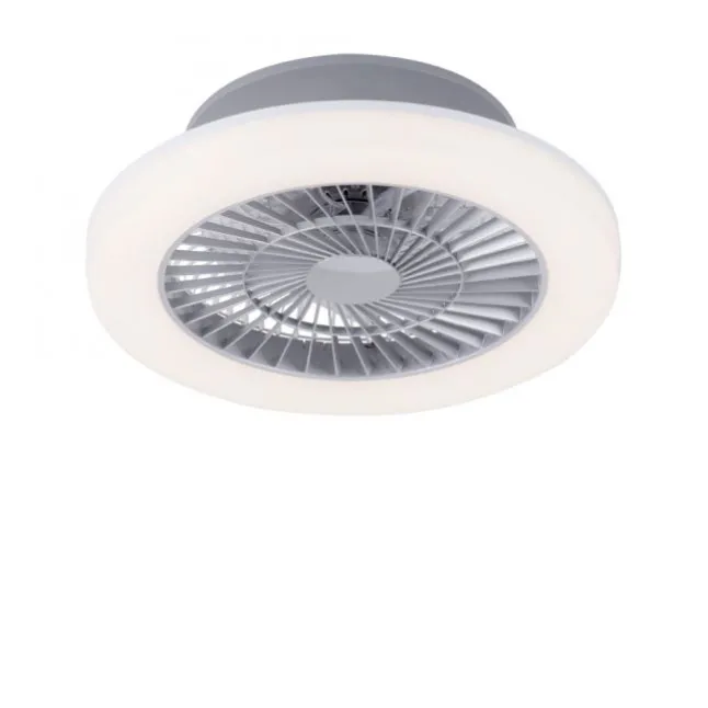 LED Deckenventilator mit Licht, rund, stahlfarbig, modern, Ø 50cm