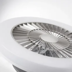 LED Deckenventilator mit Licht, rund, stahlfarbig, modern, Ø 50cm