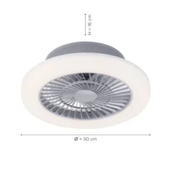 LED Deckenventilator mit Licht, rund, stahlfarbig, modern, Ø 50cm
