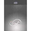 LED Design Pendelleuchte, geschwungene Form, stahlfarben, dimmbar, modern