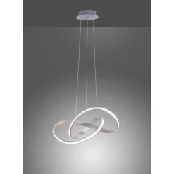 LED Design Pendelleuchte, geschwungene Form, stahlfarben, dimmbar, modern