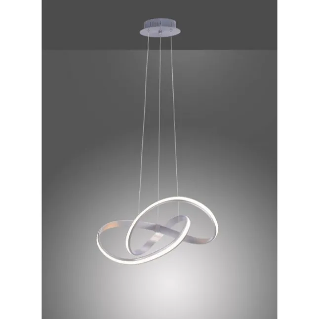 LED Design Pendelleuchte, geschwungene Form, stahlfarben, dimmbar, modern