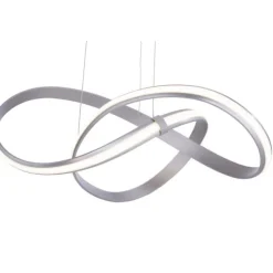 LED Design Pendelleuchte, geschwungene Form, stahlfarben, dimmbar, modern
