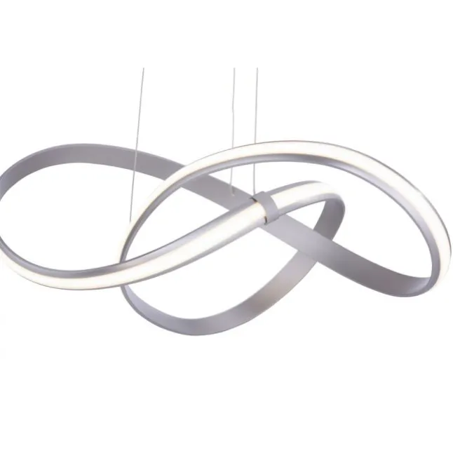 LED Design Pendelleuchte, geschwungene Form, stahlfarben, dimmbar, modern