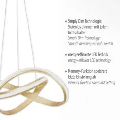 LED Design Pendelleuchte, geschwungene Form, stahlfarben, dimmbar, modern